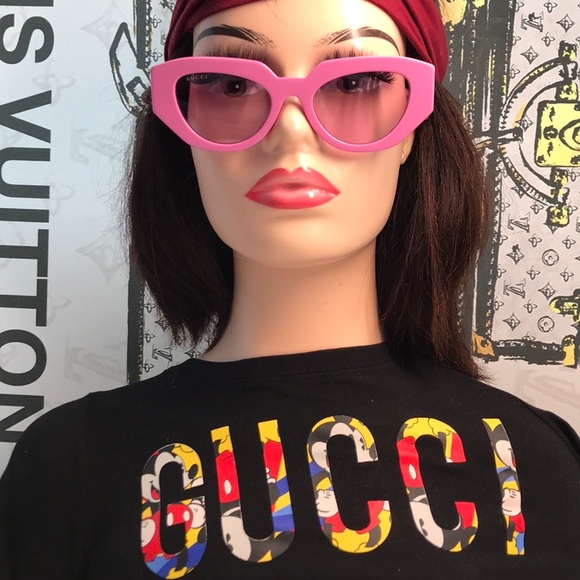 New Authentic ✨ Authentic Gucci GG1421S 004 Sunglasses – Pink Geometric Cat-Eye - Picture 4 of 14